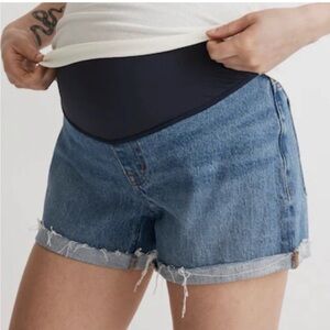 Madewell Maternity High Rise Jean Shorts Over the Belly Size 29 Raw Hem
